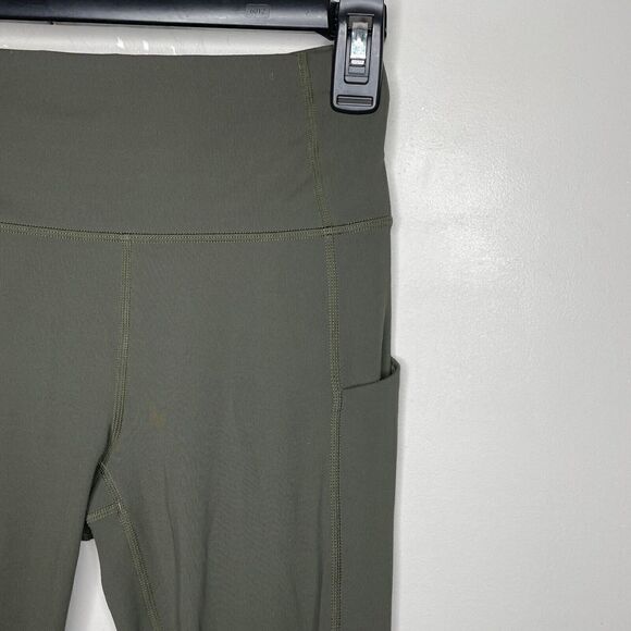 FABLETICS Womens Solid Olive Green PureLuxe Crop Leggings Pockets Logo Sz XS - Picture 2 of 7